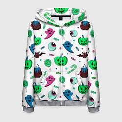 Мужская толстовка на молнии Halloween light green pumpkin - паттерн