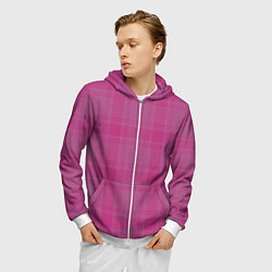 Толстовка 3D на молнии мужская Checkered pink, цвет: 3D-белый — фото 2