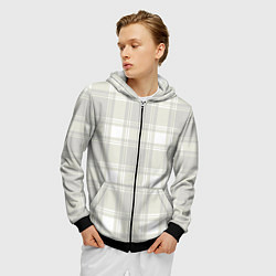 Толстовка 3D на молнии мужская Checked white completely, цвет: 3D-черный — фото 2
