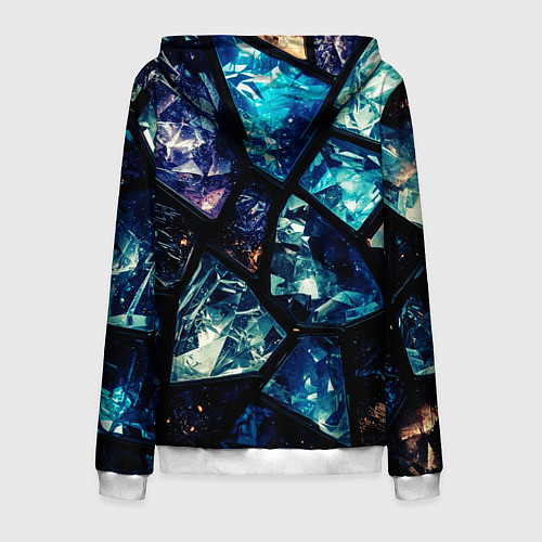 Мужская толстовка на молнии Текстура драгоценных камней / 3D-Белый – фото 2