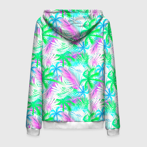 Мужская толстовка на молнии Palm green light blue / 3D-Белый – фото 2