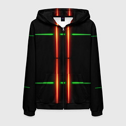 Мужская толстовка на молнии Neon green black red line
