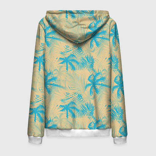 Мужская толстовка на молнии Palm light blue beige / 3D-Белый – фото 2