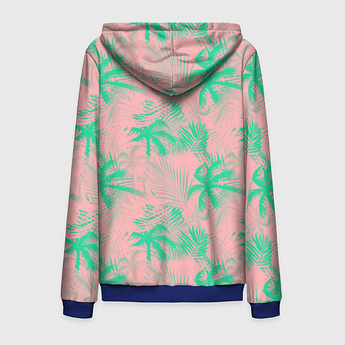 Мужская толстовка на молнии Palm turquoise pink / 3D-Синий – фото 2