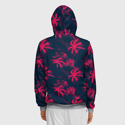 Мужская толстовка на молнии Palm pink black / 3D-Меланж – фото 4