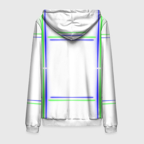Мужская толстовка на молнии Neon white green light blue / 3D-Белый – фото 2