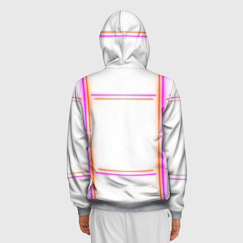 Мужская толстовка на молнии Neon white orange pink / 3D-Меланж – фото 4