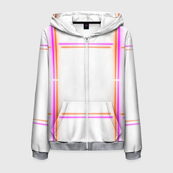 Толстовка 3D на молнии мужская Neon white orange pink, цвет: 3D-меланж