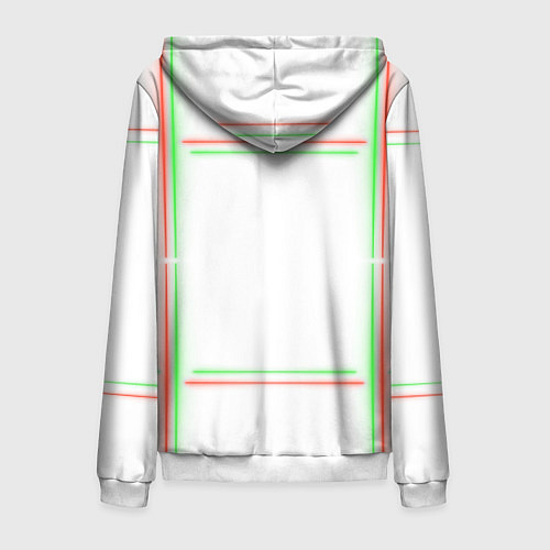 Мужская толстовка на молнии Neon light green red / 3D-Белый – фото 2