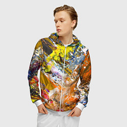 Толстовка 3D на молнии мужская Живая Абстракция: Поток Цветов и Форм в Постоянном, цвет: 3D-белый — фото 2