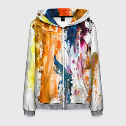 Мужская толстовка на молнии Разноцветные мазки кисти на палитре художника