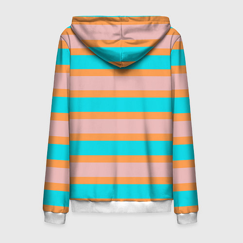 Мужская толстовка на молнии Полосы бирюзово-розовые / 3D-Белый – фото 2