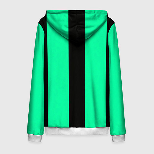 Мужская толстовка на молнии Color turquoise black line / 3D-Белый – фото 2