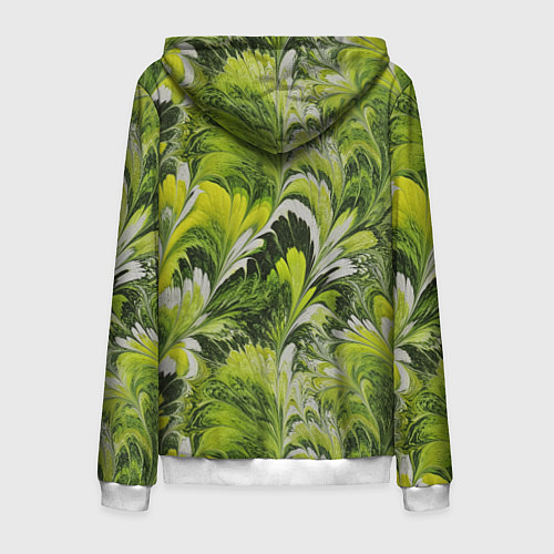 Мужская толстовка на молнии Мраморный абстрактный паттерн - зеленые и желтые о / 3D-Белый – фото 2