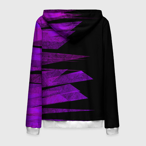 Мужская толстовка на молнии Color purple black stripes / 3D-Белый – фото 2