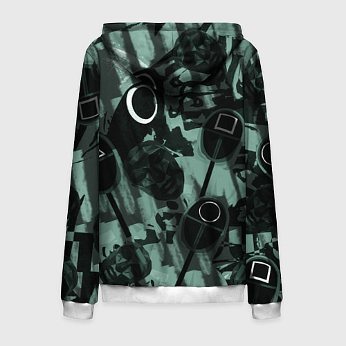 Мужская толстовка на молнии Номер 456 на фоне масок игры в кальмара / 3D-Белый – фото 2