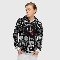 Толстовка 3D на молнии мужская Twenty one pilots rock logo, цвет: 3D-белый — фото 2