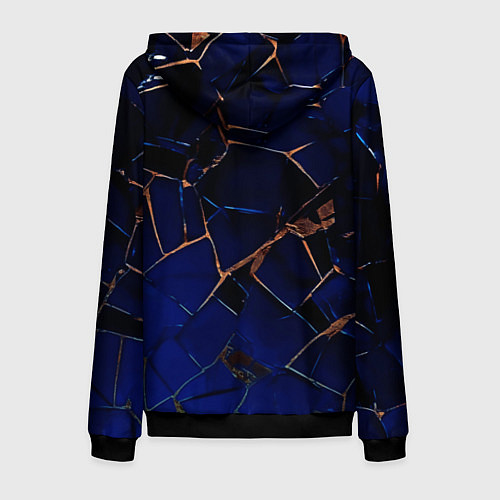 Мужская толстовка на молнии Тёмный синий абстракция битые плиты / 3D-Черный – фото 2