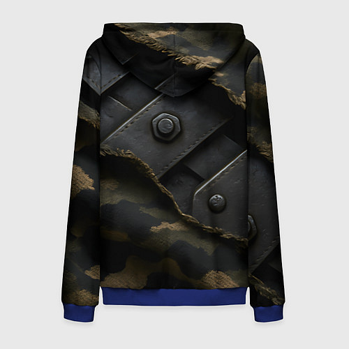 Мужская толстовка на молнии Порванная камуфляжная ткань с металлом / 3D-Синий – фото 2
