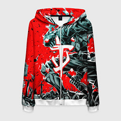 Толстовка 3D на молнии мужская Doom samurai steel, цвет: 3D-белый