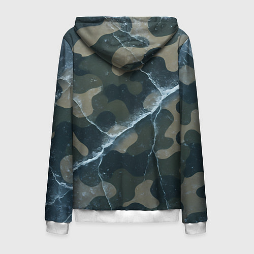 Мужская толстовка на молнии Ледяной камуфляж / 3D-Белый – фото 2