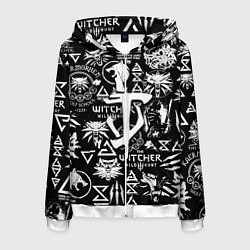 Толстовка 3D на молнии мужская Doom логотипы ведьмак, цвет: 3D-белый