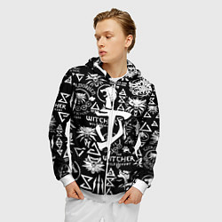 Толстовка 3D на молнии мужская Doom логотипы ведьмак, цвет: 3D-белый — фото 2