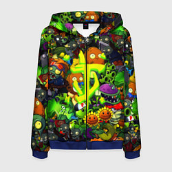 Толстовка 3D на молнии мужская Растения против зомби x Дум лого, цвет: 3D-синий