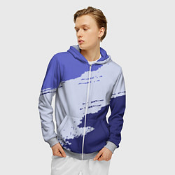 Толстовка 3D на молнии мужская Сине-голубые неравномерные полосы, цвет: 3D-меланж — фото 2