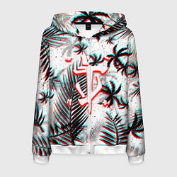 Толстовка 3D на молнии мужская Doom тропики глитч, цвет: 3D-белый