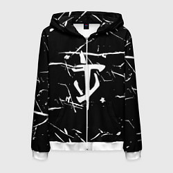 Толстовка 3D на молнии мужская Doom logo штрихи, цвет: 3D-белый