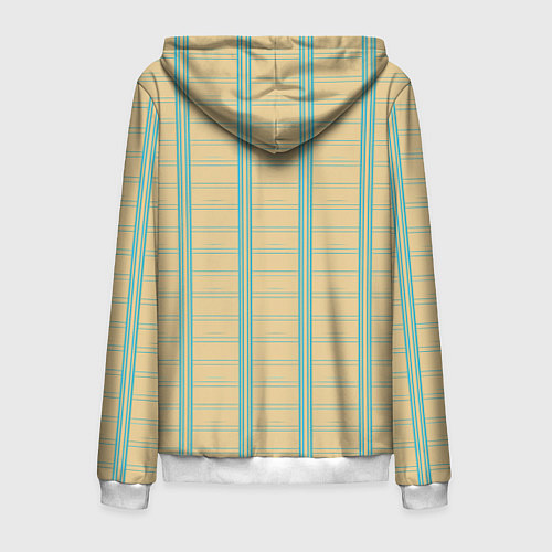 Мужская толстовка на молнии Color beige cage light blue stripes / 3D-Белый – фото 2