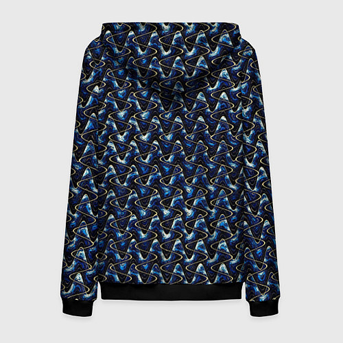 Мужская толстовка на молнии Тёмно-синий волнистые полосы / 3D-Черный – фото 2