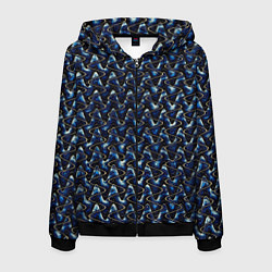 Мужская толстовка на молнии Тёмно-синий волнистые полосы