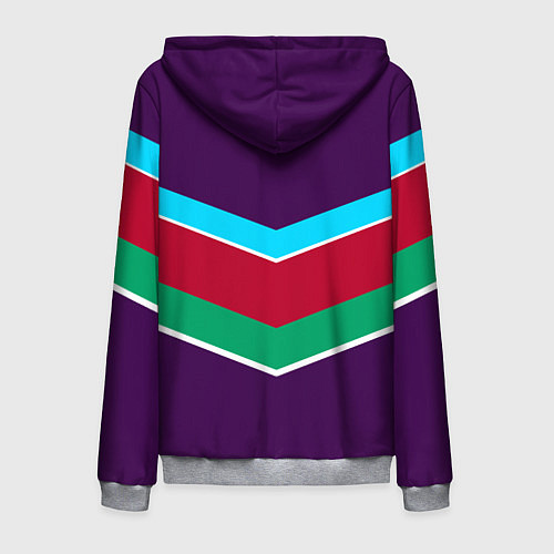 Мужская толстовка на молнии Фиолетовый с полосами / 3D-Меланж – фото 2