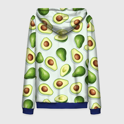 Мужская толстовка на молнии Авокадо - паттерн / 3D-Синий – фото 2
