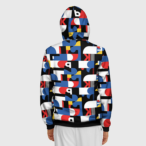 Мужская толстовка на молнии Геометрия букв / 3D-Черный – фото 4
