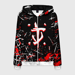 Толстовка 3D на молнии мужская Doom краски штрихи, цвет: 3D-белый