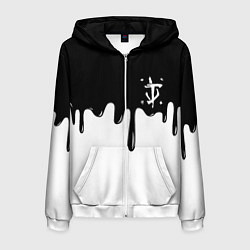 Толстовка 3D на молнии мужская Doom logo жидкие краски, цвет: 3D-белый