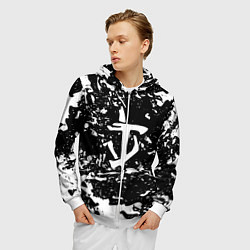 Толстовка 3D на молнии мужская Doom краски белые штрихи, цвет: 3D-белый — фото 2