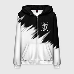 Толстовка 3D на молнии мужская Doom краски черно белый, цвет: 3D-белый