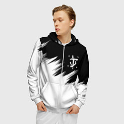 Толстовка 3D на молнии мужская Doom краски черно белый, цвет: 3D-белый — фото 2