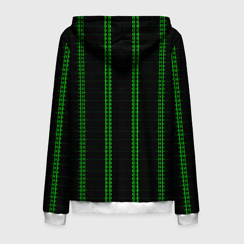 Мужская толстовка на молнии Color black cage green stripes / 3D-Белый – фото 2