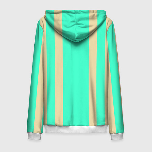 Мужская толстовка на молнии Color blue beige stripes / 3D-Белый – фото 2