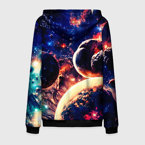 Мужская толстовка на молнии Фантастический космос планеты / 3D-Черный – фото 2