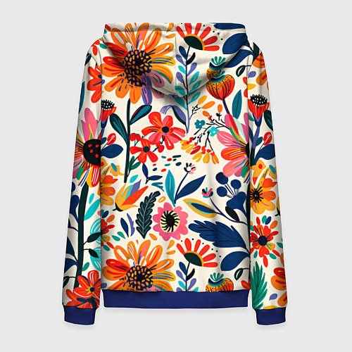 Мужская толстовка на молнии Простые цветы / 3D-Синий – фото 2