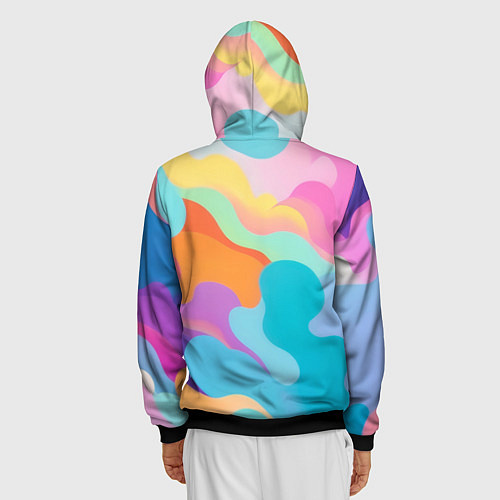 Мужская толстовка на молнии Разноцветные красивые облака / 3D-Черный – фото 4