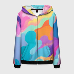 Толстовка 3D на молнии мужская Разноцветные красивые облака, цвет: 3D-черный