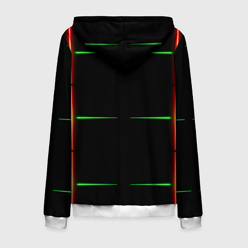 Мужская толстовка на молнии Color black green orange stripes / 3D-Белый – фото 2