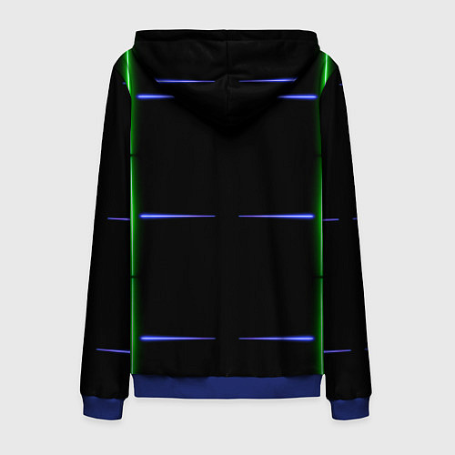 Мужская толстовка на молнии Color black green purple stripes / 3D-Синий – фото 2